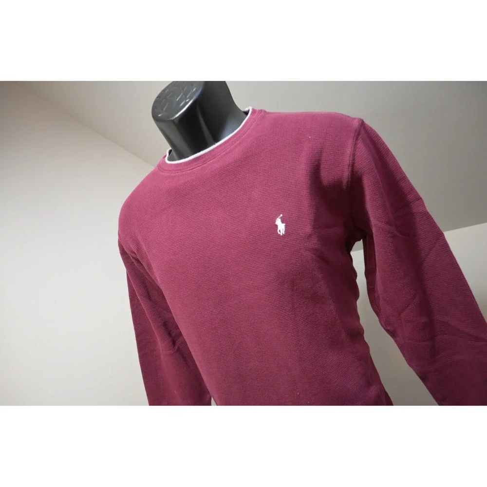 Polo Ralph Lauren Thermal Sleepwear Shirt Mens Medium Burgundy Red Excellent